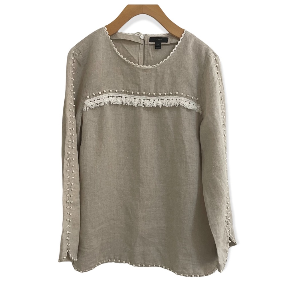 J. Crew oatmeal linen blouse size M